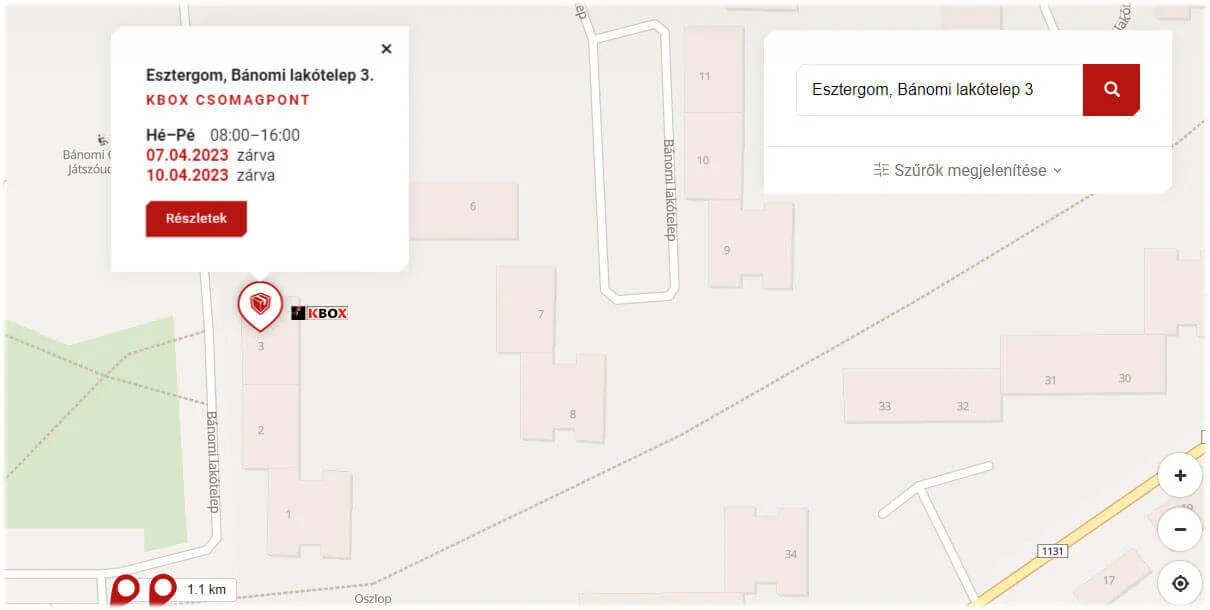 packeta csomagpont esztergom kbox